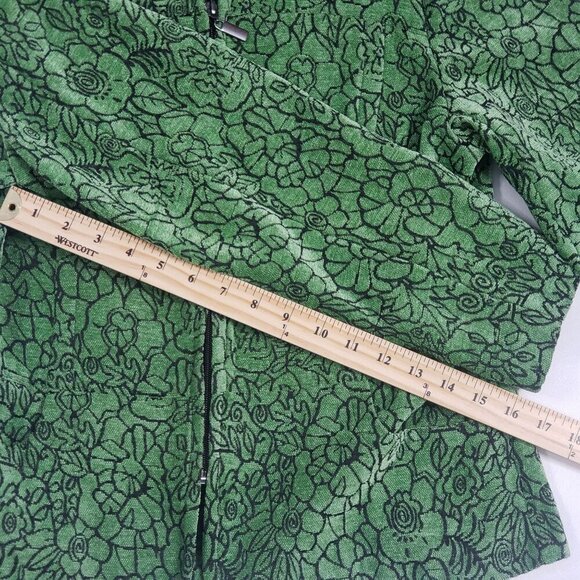 Dressbarn Floral Tapestry Full Zip Blazer Jacket Green Cotttage Office Size S - Picture 10 of 11